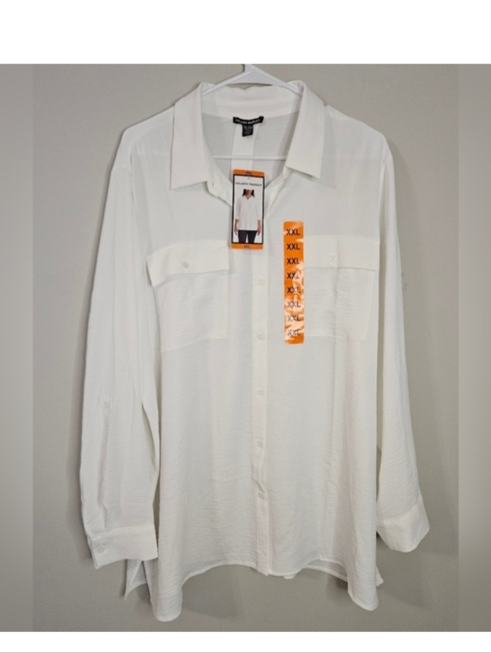 Hilary Radley Women's White Long-Sleeve Tunic Blouse - Picture 6 of 6